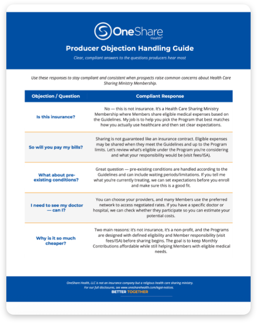 Producer Objection Handling Guide